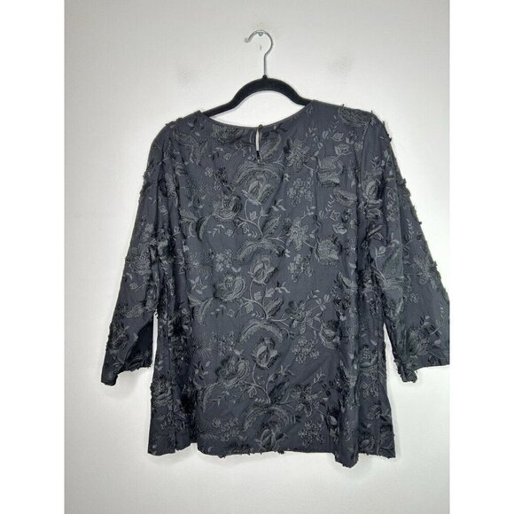 Talbots Embroidered Black Floral Blouse Womens Top Size 14 NWT - Picture 10 of 13